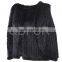 QD80559 Natural Black Brown Knitted Mink Fur Long Shawl and Cape White Color Customized