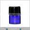 blue 1ml vial glass bottle with black bcap
