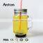 18oz China made glass mason jar wholesale drinking glass mason jar mug with straws and lid clear glass mason bottles