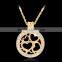 Cute Sweet Hollow Out Long Chain Necklace Heart Round Gold Plated Rhinestone Pendant Necklace for Women Jewelry Gifts