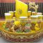 Twelve zodiac yellow Ceramic wine cups Set with metal Base