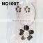 fashion rhinestone black metal flower necklace set
