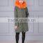 Long Length Green Parka Man Made Faux Fur Lined With Raccoon Fur Trim