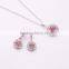 Fashion Ruby Jewelry Set Flower Austrian Crystal Alloy Silver Two-Piece Wedding Accessories Jewelry