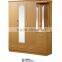 3 Door Clothes Wooden Almirah Designs With Mirror