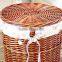 100%handmade with cover brown wicker laundry basket