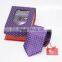 Set of silk neck tie with cufflinks and handkerchief with various colors and design