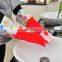 Red Wide Mouth Plus Velvet Long Flower Rubber Gloves Antiskid Household Dishwashing Cleaning Warm Gloves