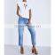 Round Ribbed Neck Short Layered Ruffles Sleeves Cotton Jersey Tops (DQE0146T)