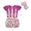 New designs Wholesale Baby Toddler Boutique Clothing Set Girl Summer Set Matching Top And Suspender Shorts With Headband