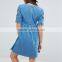 Fashion wholesale summer custom comfortable maternity dress with embroidery design maternity clothing women denim dress