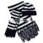 Knitted women plain white black high quality winter hat gloves and scarf set