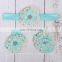 Barefoot Baby Sandals with Two Pearl With Rhinestone Tulle Flowers Matching headband