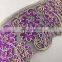 High quality beautiful purple flower embroidered organza lace trim