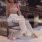 Women Mesh Hollow Out Knitted Drawstring Sexy See-through Loose Holiday Beach Pants Cover Up Summer Bikini Casual Trousers