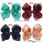 12colors Kids big hair clips Children boutique Sequin hair bows Solid color hairpins Barrettes
