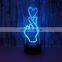 Valentine's Day Gift 3d Lamp Love Small Led Night Light 7 color change baby room night lamp Kids Lamp