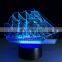 Sailboat 3D Optical Illusion Novelty Table Lamp Beautiful Sea Boat Shape Night Light