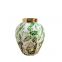 Fashion European Style Green Leaf Electroplate Gild Ceramic Flower Vase For Hallway Decor