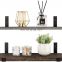 Top 1 Rustic Wood Floating Shelves Wall Mounted Set of 2 Decorative Wall Storage Shelves with Lip Brackets For Bedroom Bathroom