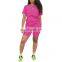 custom logo Hot Selling New  Casual Sport Two Piece Set Women Clothing Wholesale 2 Piece Set Women Biker Shorts Set
