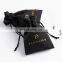 PandaSew Custom Logo Luxury Black Suede Velvet Package Drawstring Jewelry Pouch Bag