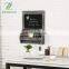 Rustic Graywashed Wood Wall-Mounted Entryway Organizer Rack with Key Hooks, Storage Slots and Chalkboard