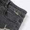 Womens Graphic Print Ripped Distressed Jeans Grey High Waist Y2K Straight Leg Denim Pants