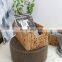 Water hyacinth decorative basket with wood handle and hand-woven storage basket are customizable in three sizes
