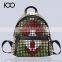 Genuine Leather Patchwork Rivet Cross Ladies Backpack Bag Guangzhou Backpack Manufacture
