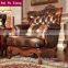 American antique style genuine leather solid wood sofa set design for living room furniture N-253