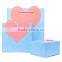New design creative high quality pink heart shaped green gift paper bag custom color
