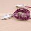 Wholesale USB Metal Shell Sync Charging Cable With Round Cable Pink and Black Weave Date Cable Phone Accessories