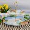 wedding party 2 tier round shape cake stand/beautiful porcelain serverware / white dessert plate