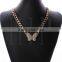 Best selling fashion metal alloy gold plated crystal butterfly pendant