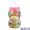 Cute plastic small feeding bottle with infant baby rattles toy