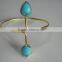 silver jewelry turquoise Quartz pear Gemstone Bangle