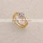 New style two layers design rhinestone gold woman rings for wedding