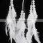 Organic Hand Makeing Pure White Dreamcatcher with Vine Circle Diameter 4.3" and Triple Feathered&Crystal Tail