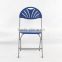 White/blue Fan back cheap plastic folding chairs for wedding