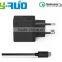 2016 Private mold fast charge QC 3.0 /2.0 home /travel /wall Charger with EU plug