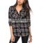 Women's Scotch Plaid Shirt ladies red/ green/black check flannel shirts for Christmas