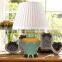 brass copper base special modern green desk light with white empire lampshade