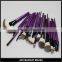 24pcs Professional Purple Handle Makeup Brush Set With Red Cosmetic Bag Fan Brush