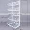 2016 wholesale white metal storage rack shelf with wheels