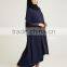 Middle East women clothing OEM islamic abaya elbow sleeve Zip front Navy Cape abaya