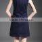 Sleeveless A Line Short Skirt Ladies Smart Casual Dress /Neck waist zipper Short