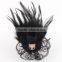 Tiny Panda Feather Corsage Clip Fascinator Brooch Black Lace Net Hair Decoration Hairpin