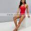 2017 Hot Sale Women Red Sportwear Swimsuit Printing Brands Logo Medalist One Piece Bodysuit Swimwear With Hole Back