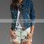 Wholesale long sleeve Denim Jacket button wash light blue oversize women denim jacket